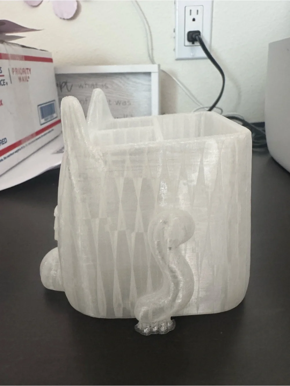 Selenite Cat Figurine Decorative Votive Holder - White